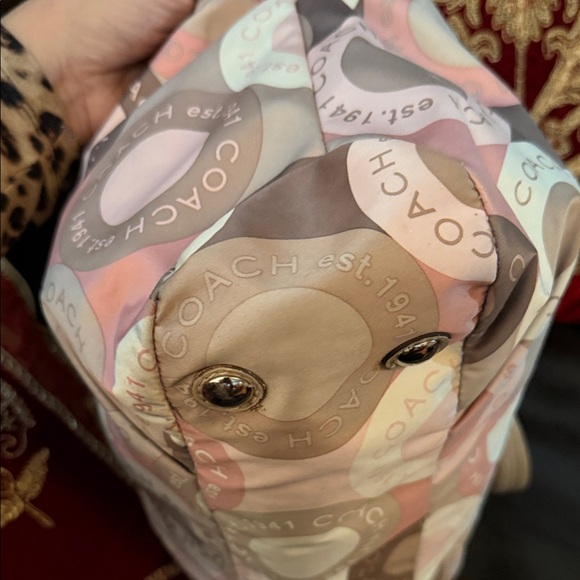 Coach Multicolor Soho Snaphead Sateen Shoulder Signature in Pink and Brown Bag. - Picture 6 of 9